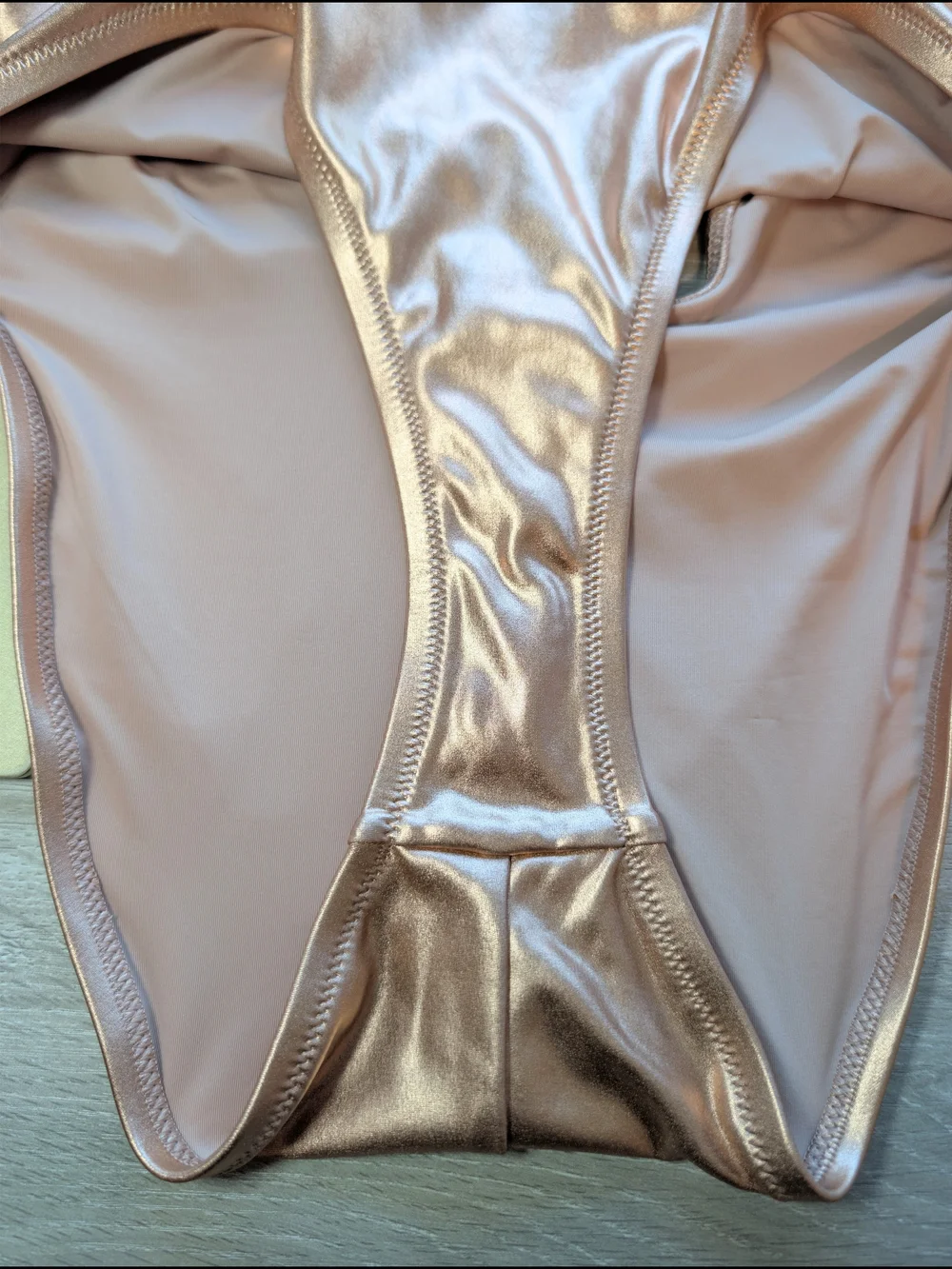 Skims Rose Gold Metallic Open Back High Cut One-Piece Swimsuit SM